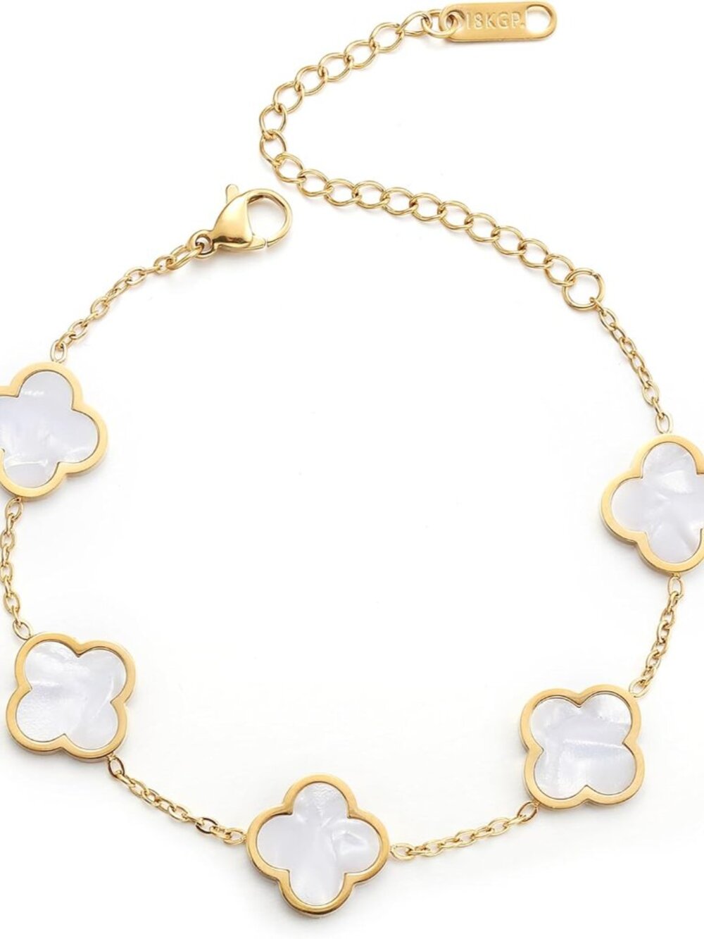 18K Gold Plated Clover Lucky Bracelet for Women White/Black/Red/Green Flower Fou